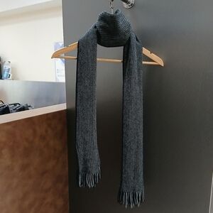 Black & Grey Knitted Fringe Scarf